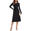 image:imageLYANER Womens Fall Sweater Dress Pleated Ruffle Ribbed Knit A Line Crewneck Midi DressBlack