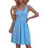 image:imageLYANER Womens Floral Print Sleeveless Ruffle Flowy A Line Beach Vacation Mini SundressAzure