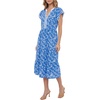 image:imageLYANER Womens Floral Print V Neck Ruffle Short Sleeve Flowy A Line Boho Midi DressBlue