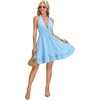 image:imageLYANER Womens Halter Deep V Neck Backless Ruffle A Line Sleeveless Shirred Sexy Mini DressBlue