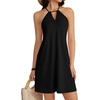 image:imageLYANER Womens Halter Neck Hollow Out Adjustable Spaghetti Strap A Line Vacation DressBlack