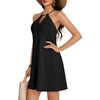 image:imageLYANER Womens Halter Neck Hollow Out Adjustable Spaghetti Strap A Line Vacation DressBlack