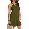 image:imageLYANER Womens Halter Neck Hollow Out Adjustable Spaghetti Strap A Line Vacation DressLight Army Green