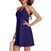 image:imageLYANER Womens Halter Neck Hollow Out Adjustable Spaghetti Strap A Line Vacation DressNavy Blue