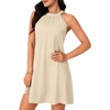 image:imageLYANER Womens Halter Neck Sleeveless A Line Ruched Chiffon Flowy Casual Beach Mini DressBeige