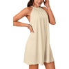 image:imageLYANER Womens Halter Neck Sleeveless A Line Ruched Chiffon Flowy Casual Beach Mini DressBeige