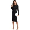 image:imageLYANER Womens Knit Elegant Crewneck Long Sleeve Midi Bodycon Pencil Fall Sweater DressBlack