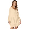 image:imageLYANER Womens Lantern Long Sleeve Tie Back Square Neck Ruffle Short Dress Flowy Casual Party Mini DressesBeige