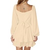 image:imageLYANER Womens Lantern Long Sleeve Tie Back Square Neck Ruffle Short Dress Flowy Casual Party Mini DressesBeige