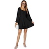 image:imageLYANER Womens Lantern Long Sleeve Tie Back Square Neck Ruffle Short Dress Flowy Casual Party Mini DressesBlack