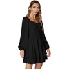 image:imageLYANER Womens Lantern Long Sleeve Tie Back Square Neck Ruffle Short Dress Flowy Casual Party Mini DressesBlack