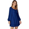 image:imageLYANER Womens Lantern Long Sleeve Tie Back Square Neck Ruffle Short Dress Flowy Casual Party Mini DressesDark Blue