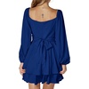 image:imageLYANER Womens Lantern Long Sleeve Tie Back Square Neck Ruffle Short Dress Flowy Casual Party Mini DressesDark Blue