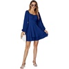 image:imageLYANER Womens Lantern Long Sleeve Tie Back Square Neck Ruffle Short Dress Flowy Casual Party Mini DressesDark Blue