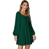 image:imageLYANER Womens Lantern Long Sleeve Tie Back Square Neck Ruffle Short Dress Flowy Casual Party Mini DressesDark Green