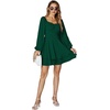 image:imageLYANER Womens Lantern Long Sleeve Tie Back Square Neck Ruffle Short Dress Flowy Casual Party Mini DressesDark Green