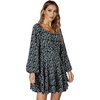 image:imageLYANER Womens Lantern Long Sleeve Tie Back Square Neck Ruffle Short Dress Flowy Casual Party Mini DressesFloral Black