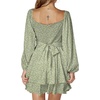image:imageLYANER Womens Lantern Long Sleeve Tie Back Square Neck Ruffle Short Dress Flowy Casual Party Mini DressesFloral Green