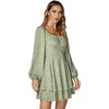 image:imageLYANER Womens Lantern Long Sleeve Tie Back Square Neck Ruffle Short Dress Flowy Casual Party Mini DressesFloral Green