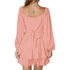 image:imageLYANER Womens Lantern Long Sleeve Tie Back Square Neck Ruffle Short Dress Flowy Casual Party Mini DressesPink
