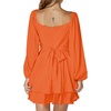 image:imageLYANER Womens Lantern Long Sleeve Tie Back Square Neck Ruffle Short Dress Flowy Casual Party Mini DressesPure Orange
