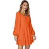 image:imageLYANER Womens Lantern Long Sleeve Tie Back Square Neck Ruffle Short Dress Flowy Casual Party Mini DressesPure Orange