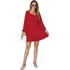 image:imageLYANER Womens Lantern Long Sleeve Tie Back Square Neck Ruffle Short Dress Flowy Casual Party Mini DressesRed