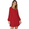 image:imageLYANER Womens Lantern Long Sleeve Tie Back Square Neck Ruffle Short Dress Flowy Casual Party Mini DressesRed