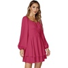 image:imageLYANER Womens Lantern Long Sleeve Tie Back Square Neck Ruffle Short Dress Flowy Casual Party Mini DressesRose