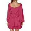 image:imageLYANER Womens Lantern Long Sleeve Tie Back Square Neck Ruffle Short Dress Flowy Casual Party Mini DressesRose