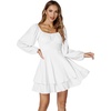 image:imageLYANER Womens Lantern Long Sleeve Tie Back Square Neck Ruffle Short Dress Flowy Casual Party Mini DressesWhite