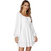 image:imageLYANER Womens Lantern Long Sleeve Tie Back Square Neck Ruffle Short Dress Flowy Casual Party Mini DressesWhite