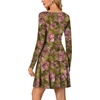 image:imageLYANER Womens Long Sleeve Mini Dress Loose Casual Empire Waist Above Knee Length DressesArmy Green Print