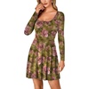 image:imageLYANER Womens Long Sleeve Mini Dress Loose Casual Empire Waist Above Knee Length DressesArmy Green Print