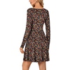 image:imageLYANER Womens Long Sleeve Mini Dress Loose Casual Empire Waist Above Knee Length DressesBlack and Orange Floral Print