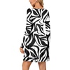 image:imageLYANER Womens Long Sleeve Mini Dress Loose Casual Empire Waist Above Knee Length DressesBlack and White Print