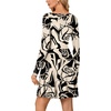 image:imageLYANER Womens Long Sleeve Mini Dress Loose Casual Empire Waist Above Knee Length DressesChampagne Print