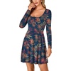 image:imageLYANER Womens Long Sleeve Mini Dress Loose Casual Empire Waist Above Knee Length DressesDark Blue Print