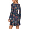 image:imageLYANER Womens Long Sleeve Mini Dress Loose Casual Empire Waist Above Knee Length DressesDark Blue Print