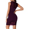 image:imageLYANER Womens Mesh Ruched Mock Neck Bodycon Sheer Dress 3 Piece Outfits Cami ShortsDark Purple