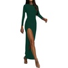image:imageLYANER Womens Mock Neck Long Sleeve Slit Split Hem Cocktail Party Long DressDark Green