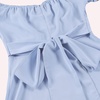 image:imageLYANER Womens Off Shoulder Wrap Ruffle Puff Short Sleeve Ruched Tie Back DressLight Blue