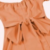 image:imageLYANER Womens Off Shoulder Wrap Ruffle Puff Short Sleeve Ruched Tie Back DressLight Orange
