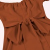 image:imageLYANER Womens Off Shoulder Wrap Ruffle Puff Short Sleeve Ruched Tie Back DressMocha