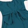 image:imageLYANER Womens Off Shoulder Wrap Ruffle Puff Short Sleeve Ruched Tie Back DressTeal Blue