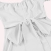 image:imageLYANER Womens Off Shoulder Wrap Ruffle Puff Short Sleeve Ruched Tie Back DressWhite