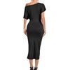image:imageLYANER Womens One Off The Shoulder Ruched Wrap Front Split Hem Draped Party Midi DressBlack
