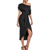 image:imageLYANER Womens One Off The Shoulder Ruched Wrap Front Split Hem Draped Party Midi DressBlack