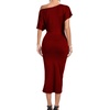 image:imageLYANER Womens One Off The Shoulder Ruched Wrap Front Split Hem Draped Party Midi DressBurgundy