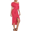 image:imageLYANER Womens One Off The Shoulder Ruched Wrap Front Split Hem Draped Party Midi DressRose Red